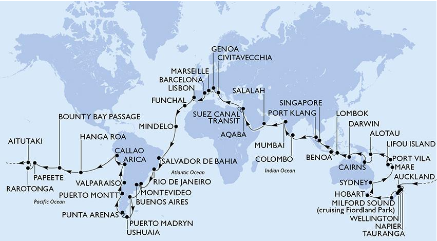 Vuelta al mundo MSC Cruceros 2022