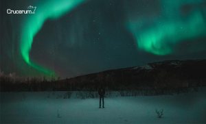 cielo aurora boreal noche crucero fiordos noruegos crucerum personas observando