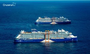 Barcos Celebrity Cruises en alta mar crucero a los fiordos noruegos crucerum